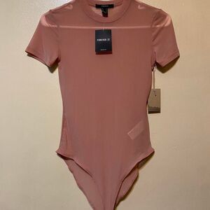 NWT Blush Pink Dusty Rose Mesh Bodysuit - S